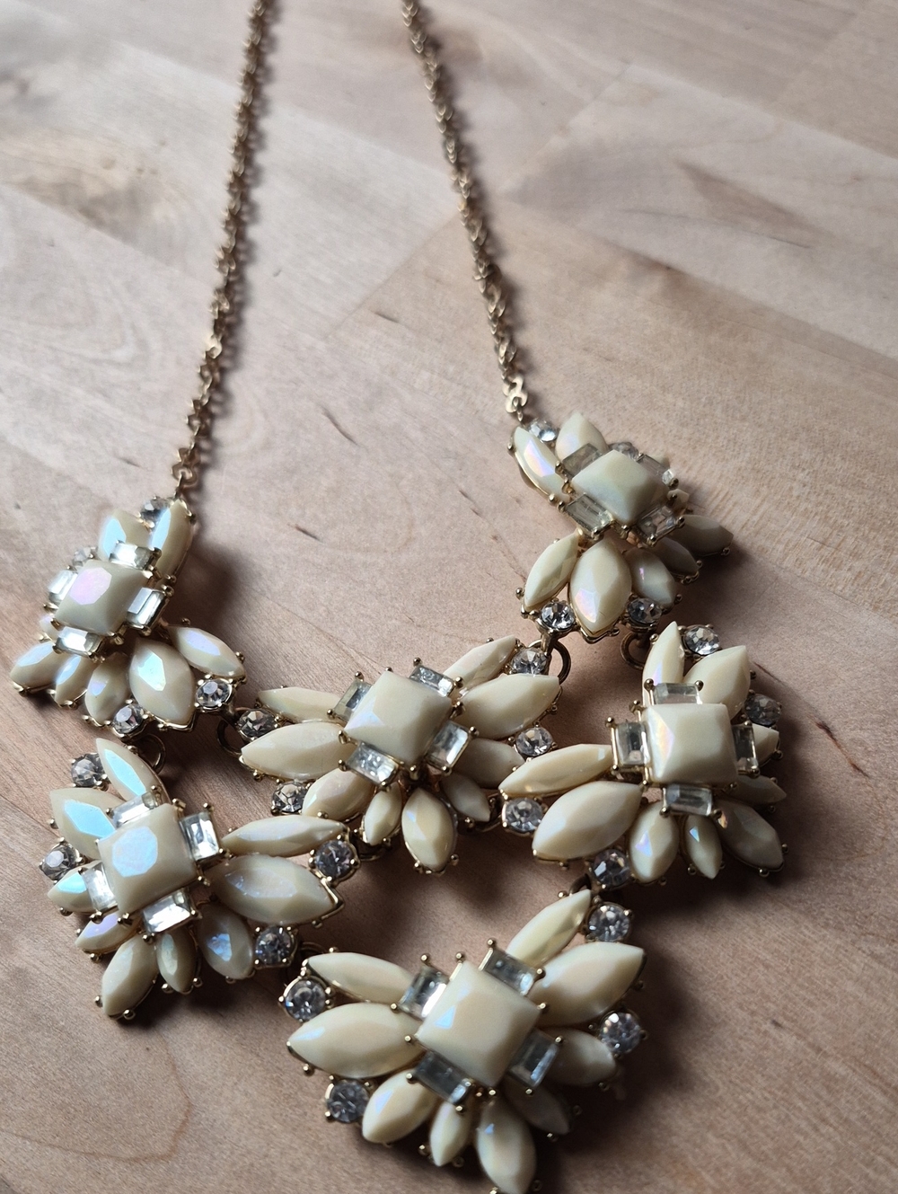 INC Inter. Concepts Cream  Gold Floral Cluster Statement Necklace